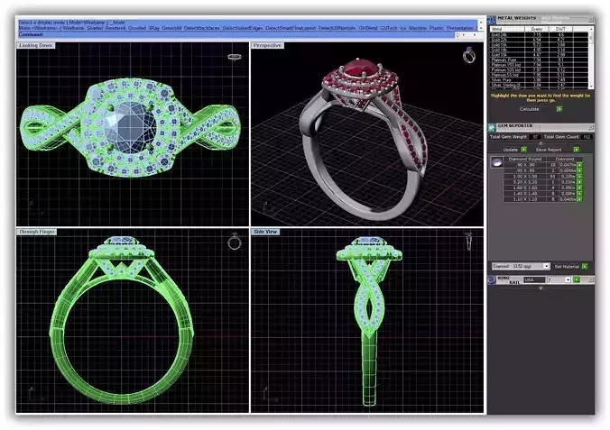 Square Halo Twisted Ring With Gemstones