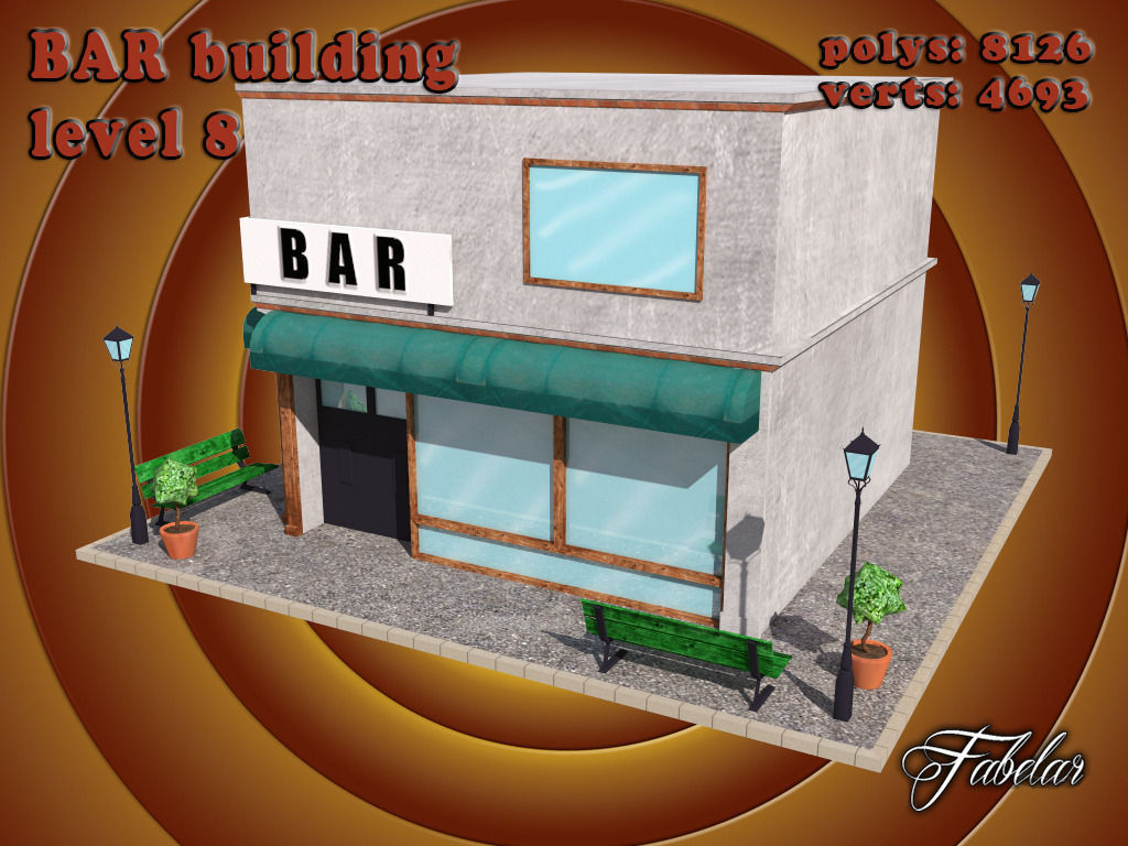 BAR level Low-poly 3D model_2