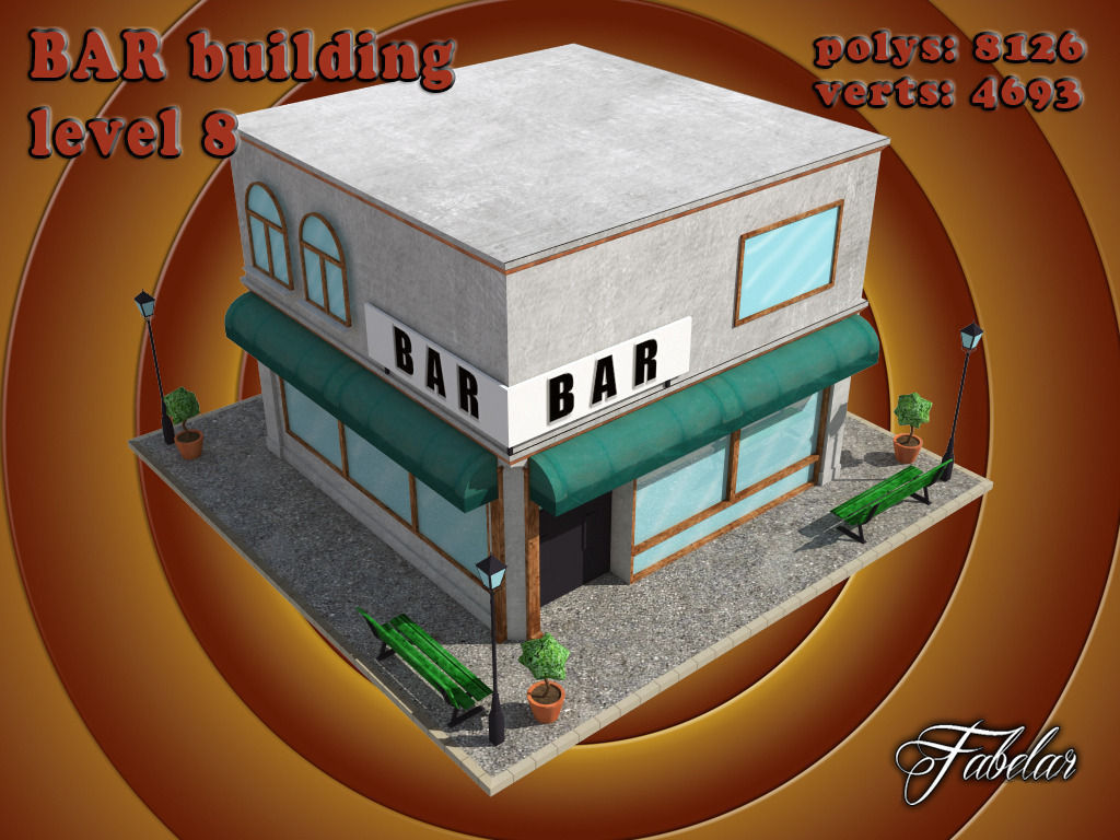 BAR level Low-poly 3D model_1
