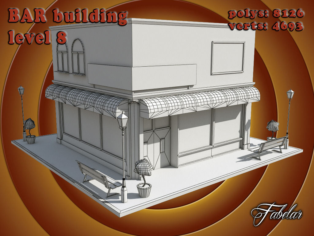 BAR level Low-poly 3D model_4