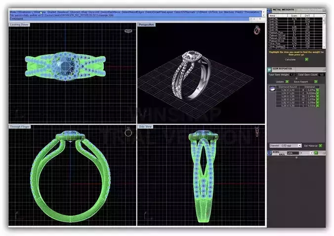 Round Halo Twisted Ring With Gemstones 1 3D print model