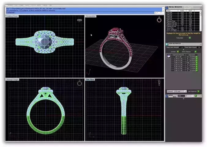 Square Halo Side Stone Ring With Gemstones