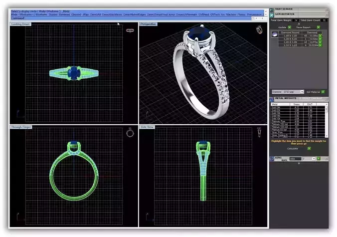 Side Stone Engagement Ring With Sapphire