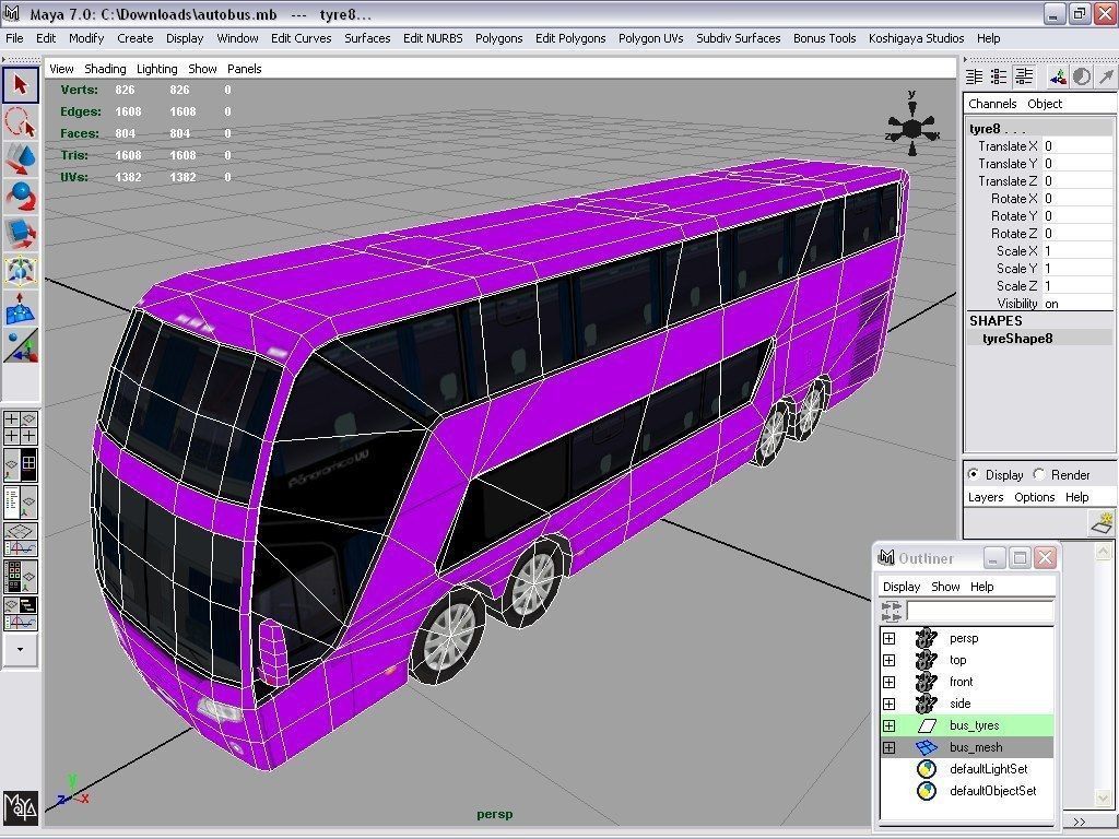autobus bus Low-poly 3D model_4