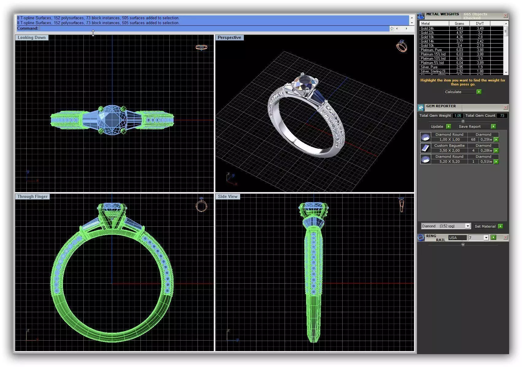 Side Stone Ring With Diamonds 5 3D print model_0