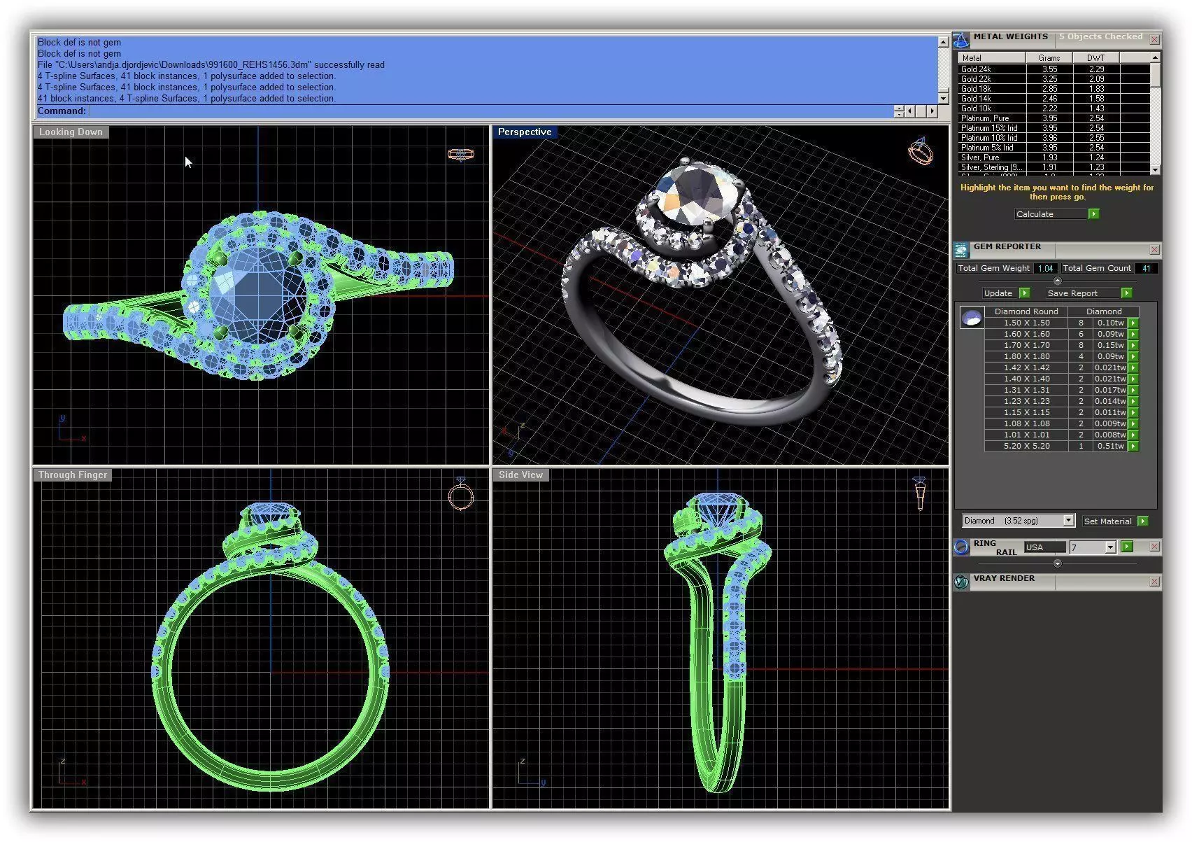 Swirl Loop Ring With Diamonds 12 3D print model_0