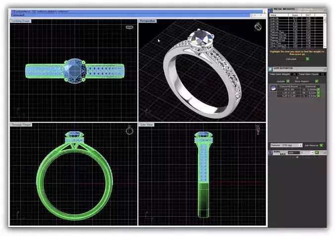 Silver Side Stone Ring With Diamonds 17