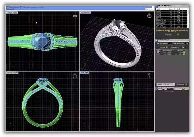 Silver Side Stone Ring With Diamonds 22