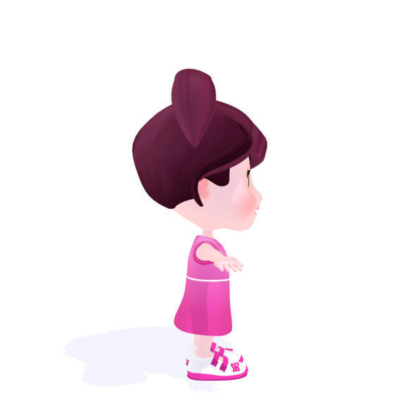 Cartoon girl Low-poly 3D model_27