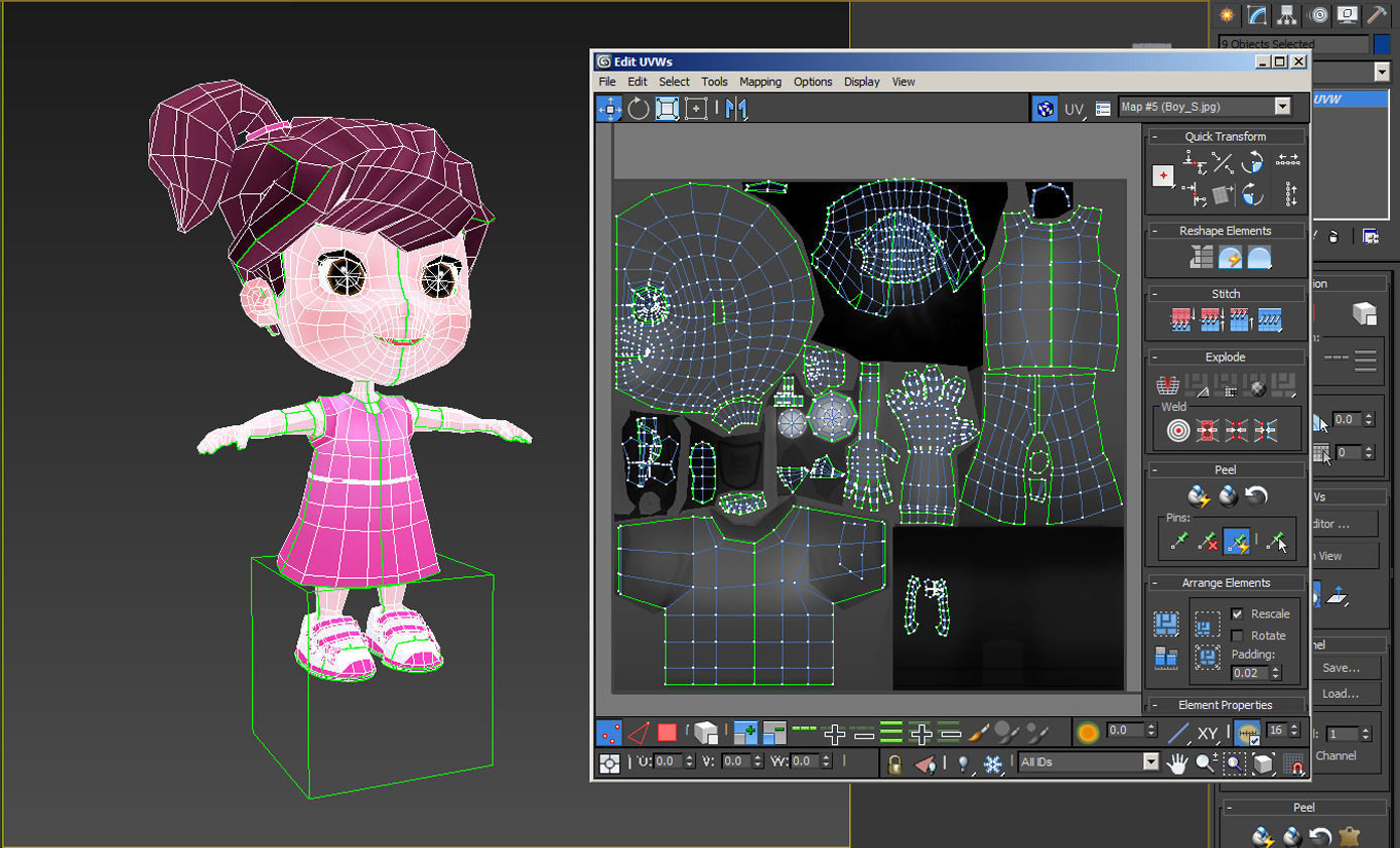 Cartoon girl Low-poly 3D model_24