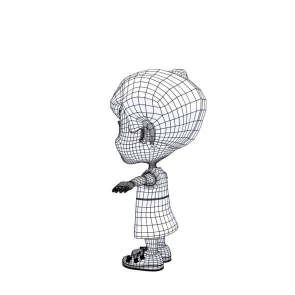 Cartoon girl Low-poly 3D model_42