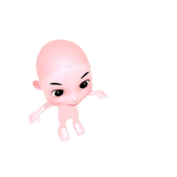 Cartoon girl Low-poly 3D model_5