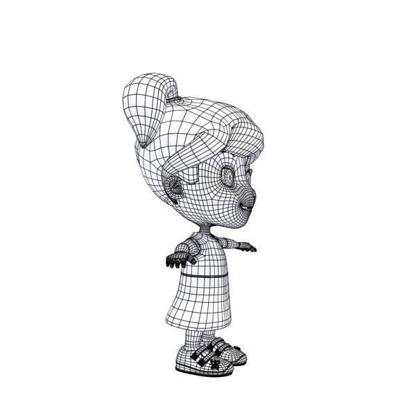 Cartoon girl Low-poly 3D model_46