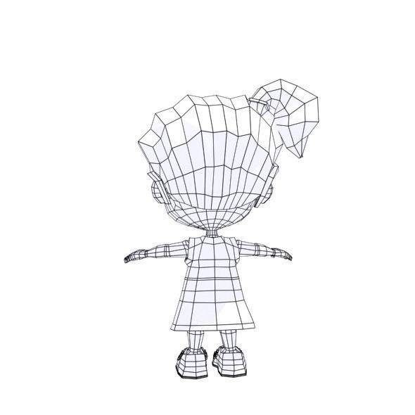 Cartoon girl Low-poly 3D model_49