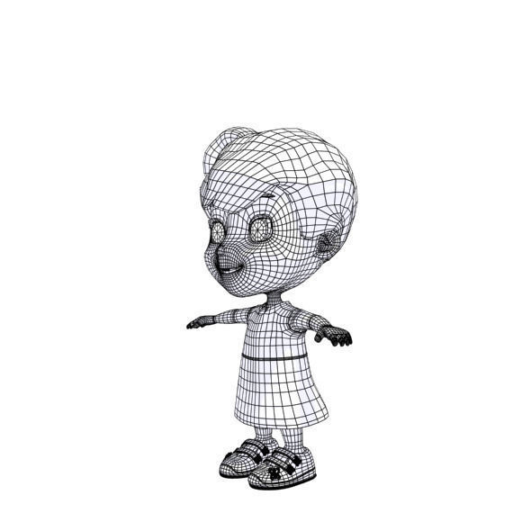 Cartoon girl Low-poly 3D model_43