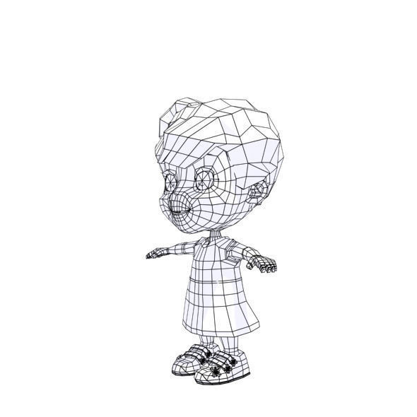Cartoon girl Low-poly 3D model_50