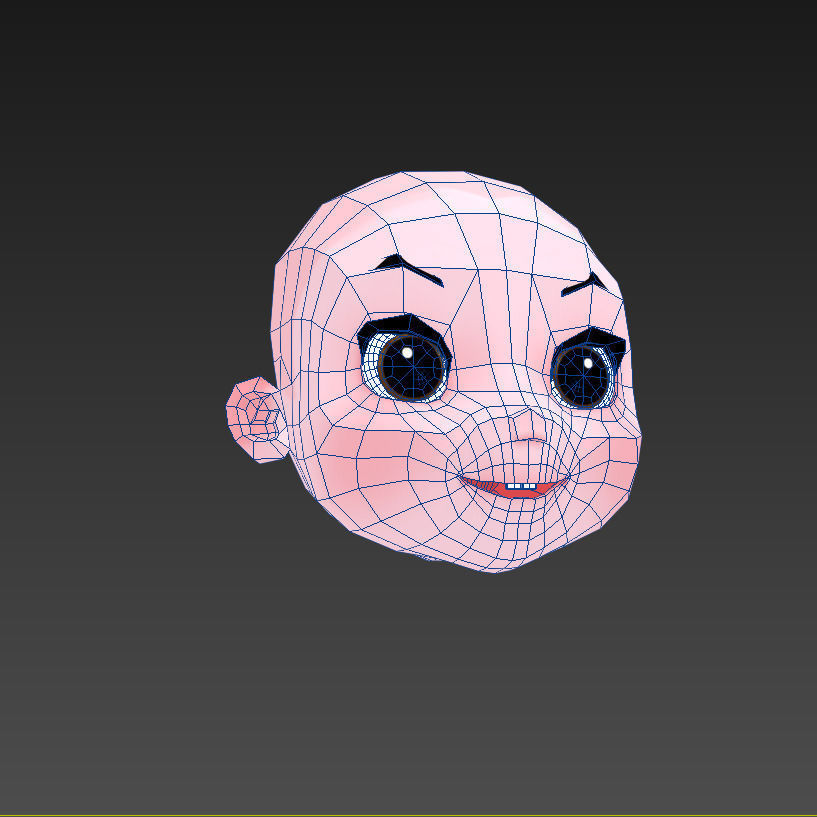 Cartoon girl Low-poly 3D model_21