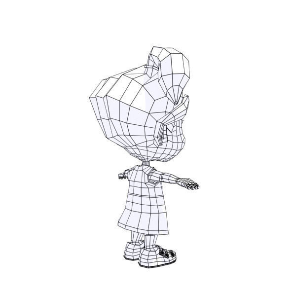 Cartoon girl Low-poly 3D model_52