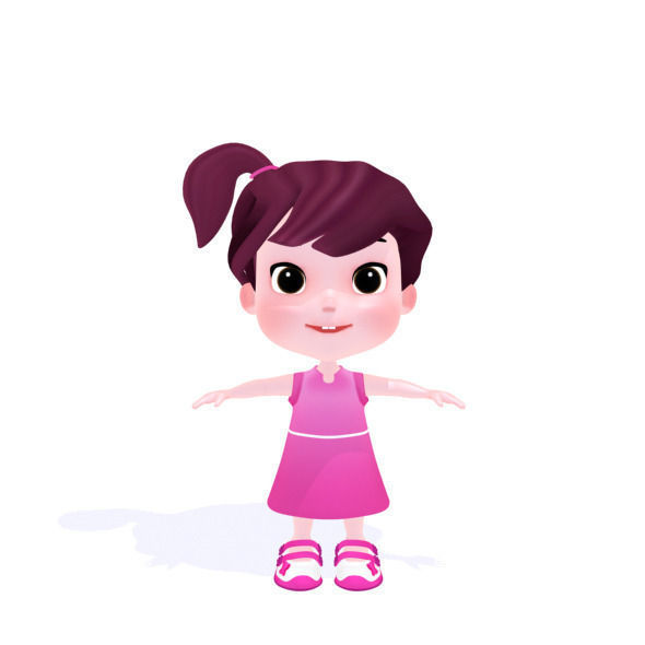 Cartoon girl Low-poly 3D model_31