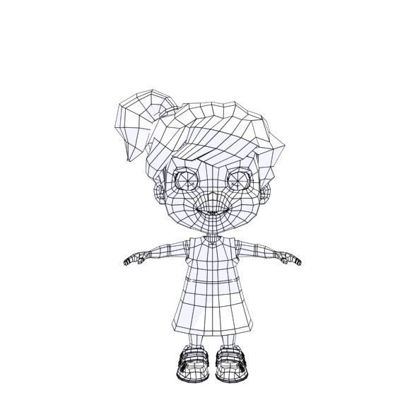Cartoon girl Low-poly 3D model_51