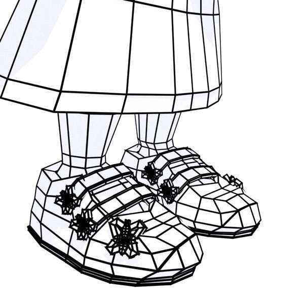 Cartoon girl Low-poly 3D model_13