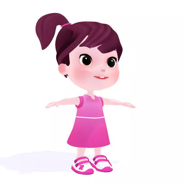 Cartoon girl Low-poly 3D model_0