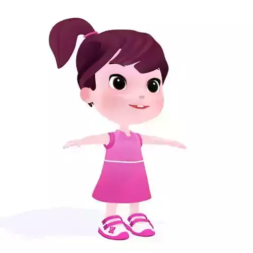 Cartoon girl Low-poly 3D model