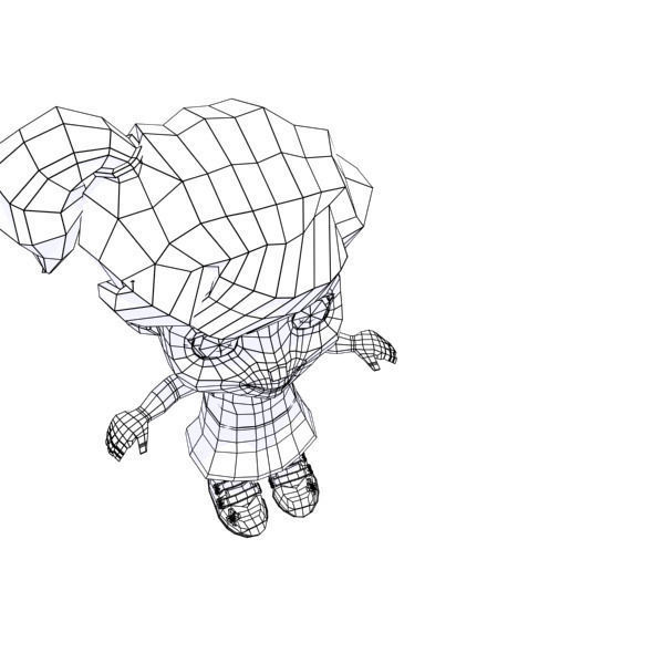 Cartoon girl Low-poly 3D model_10
