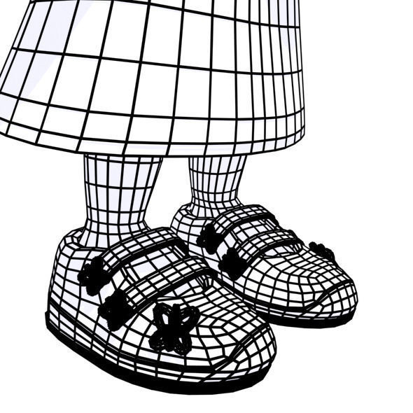 Cartoon girl Low-poly 3D model_14