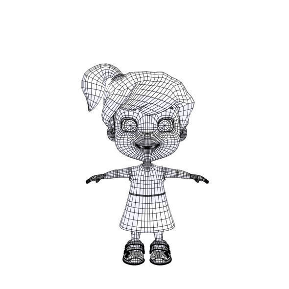 Cartoon girl Low-poly 3D model_41