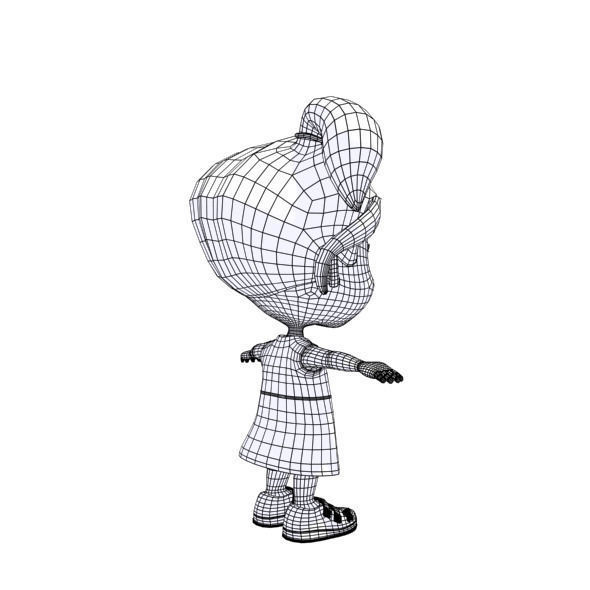 Cartoon girl Low-poly 3D model_44