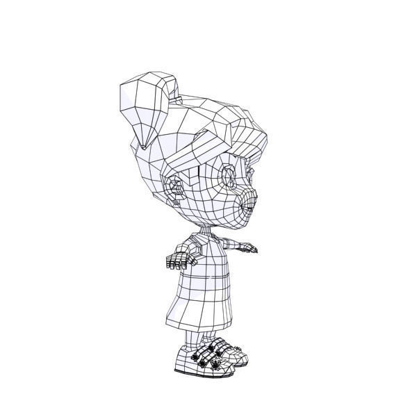 Cartoon girl Low-poly 3D model_48