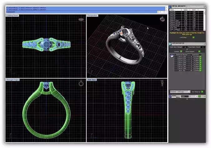 Silver Side Stone Ring With Diamonds 23