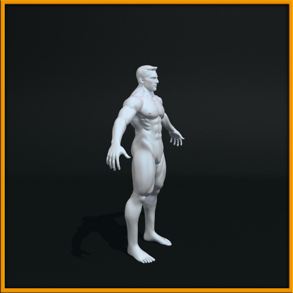 Realistic Male Body Low-poly 3D model_4