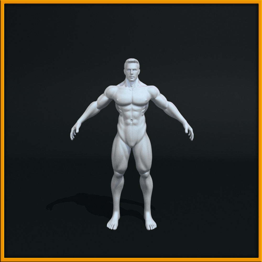 Realistic Male Body Low-poly 3D model_2
