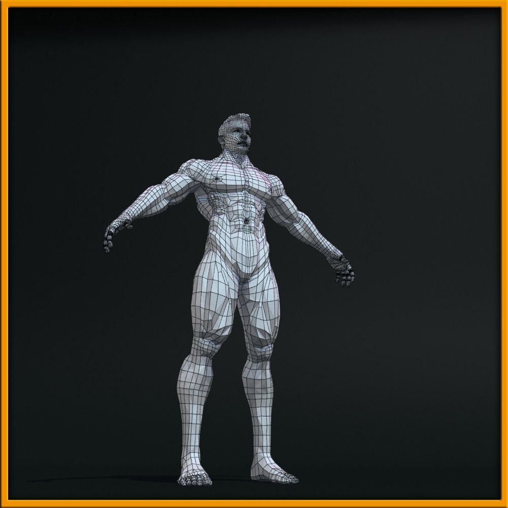 Realistic Male Body Low-poly 3D model_14