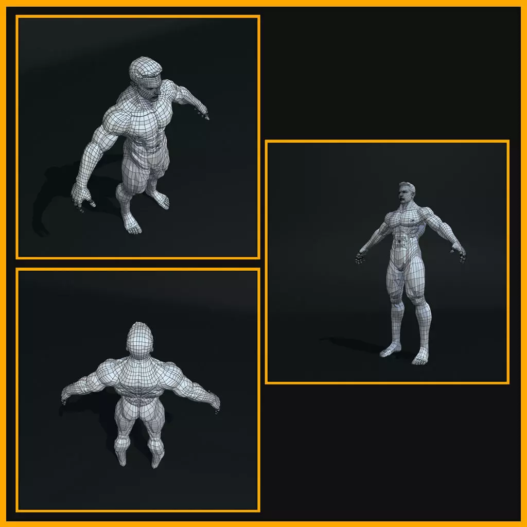 Realistic Male Body Low-poly 3D model_0