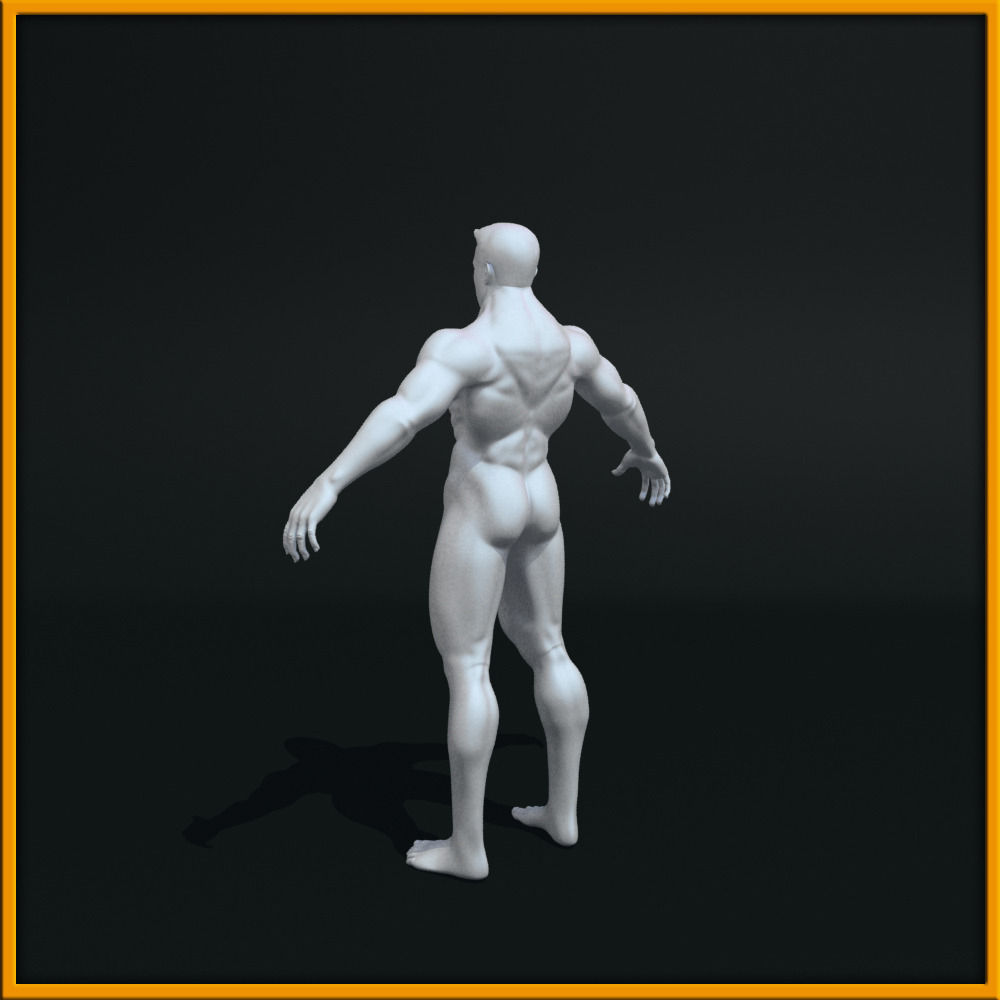 Realistic Male Body Low-poly 3D model_6