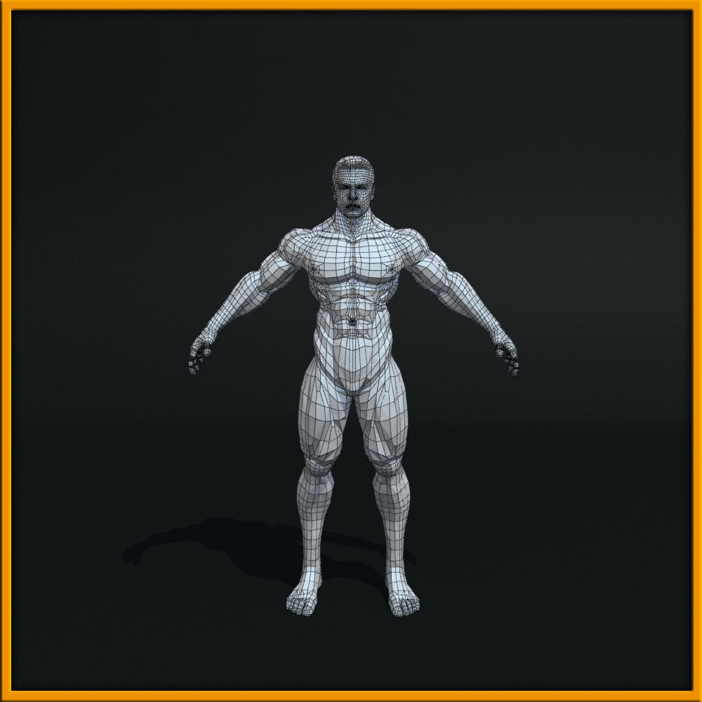 Realistic Male Body Low-poly 3D model_1
