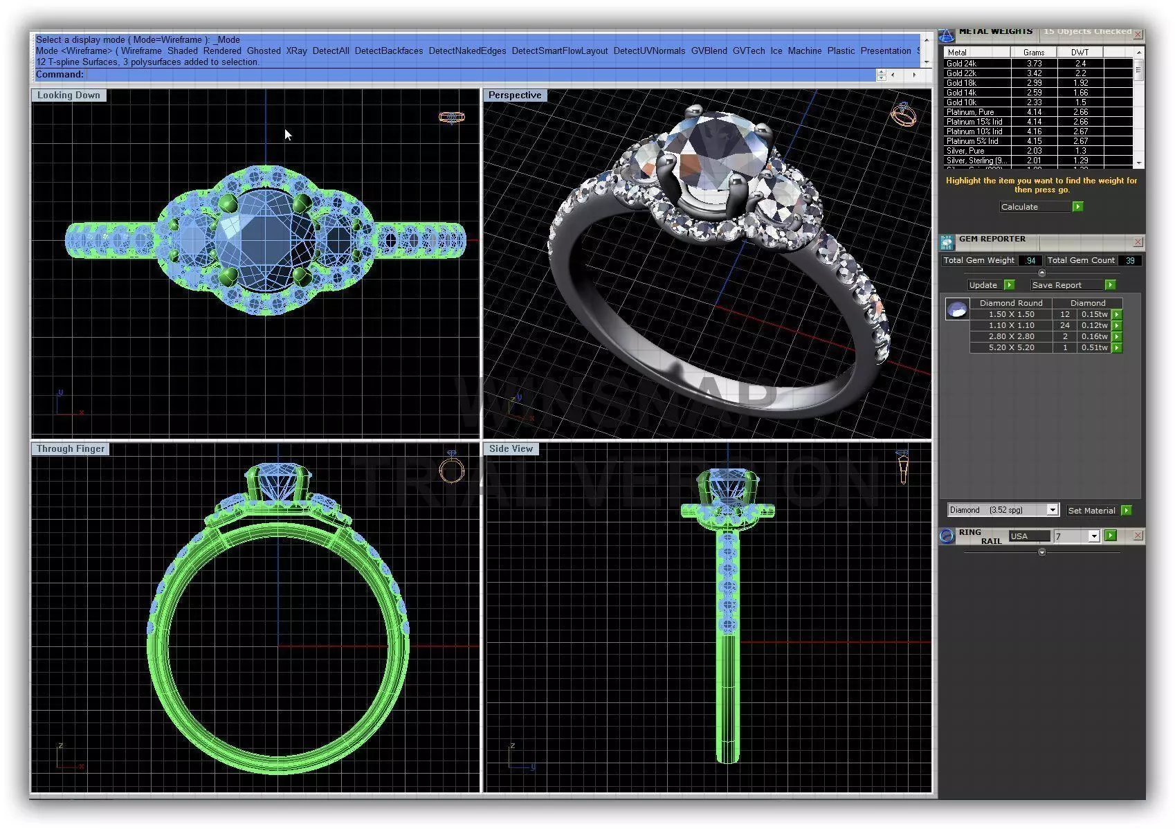 Halo Side Stone Ring With Diamonds 1 3D print model_0
