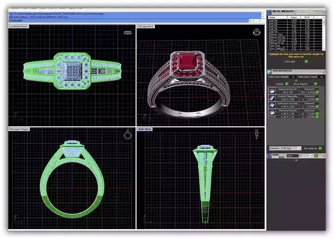 Square Halo Ring With Gemstones 3D print model
