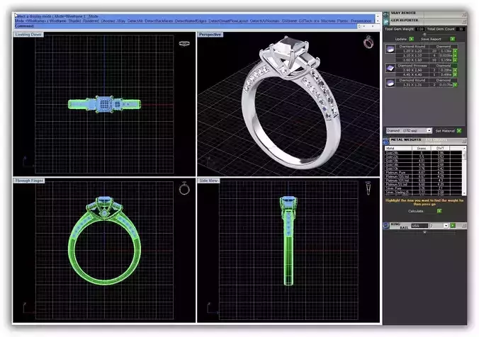 Silver Engagement Ring With Diamonds 109