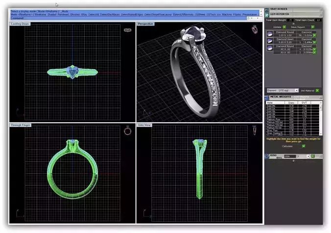 Silver Side Stone Ring With Diamonds 24