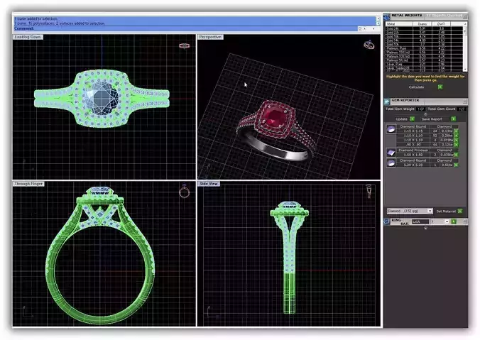 Square Shaped Halo Ring With Gemstones