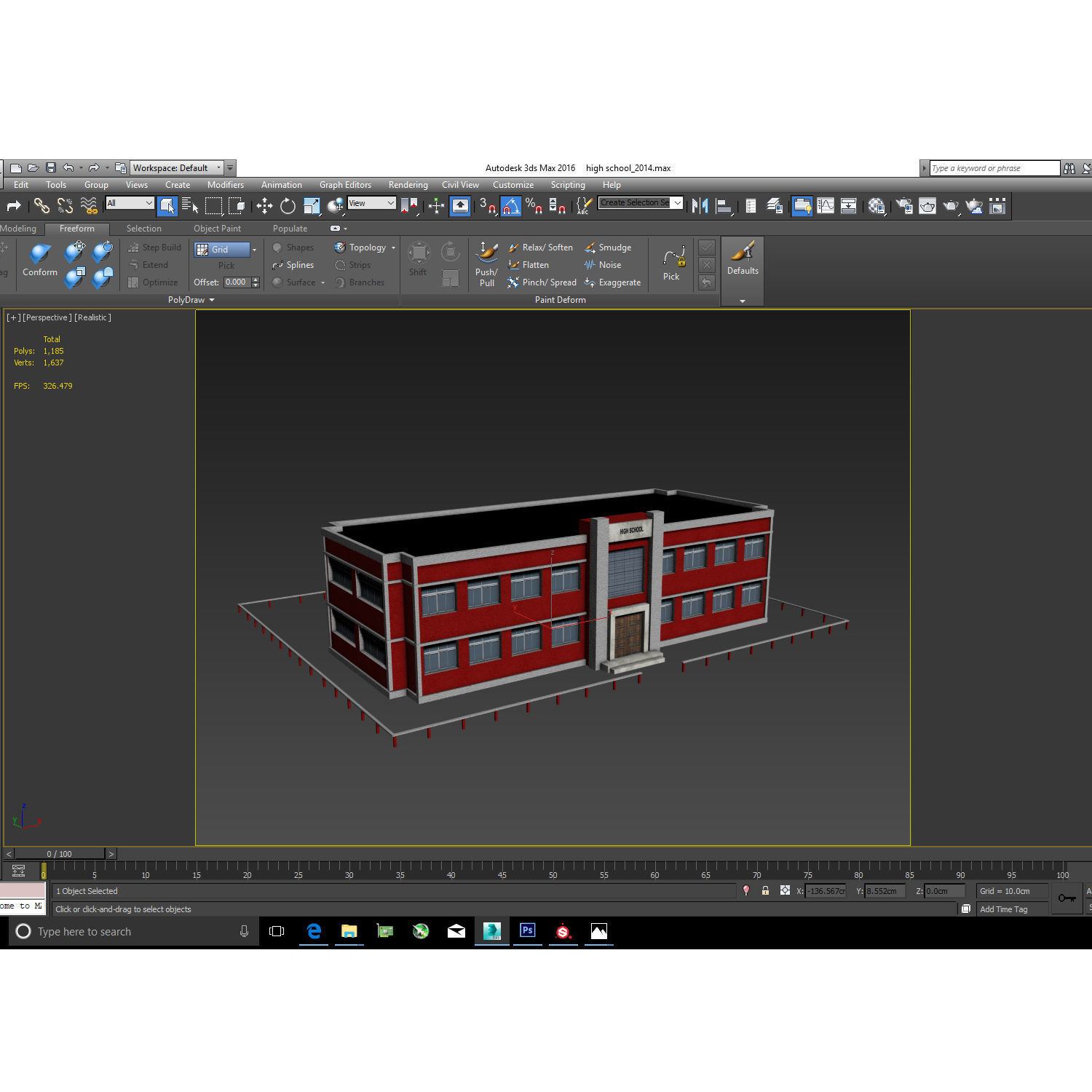 Cartoon High School  Low-poly 3D model_8