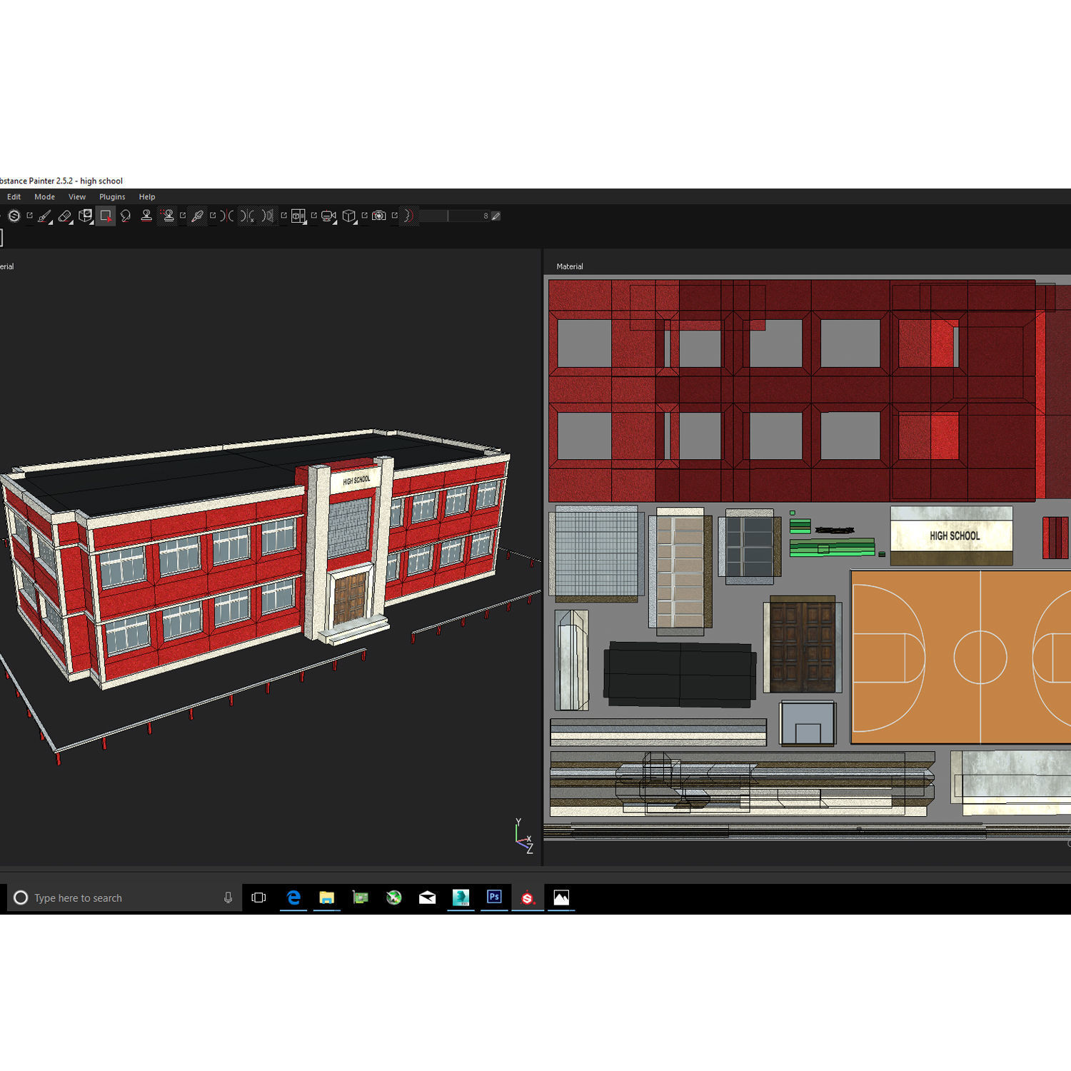 Cartoon High School  Low-poly 3D model_9