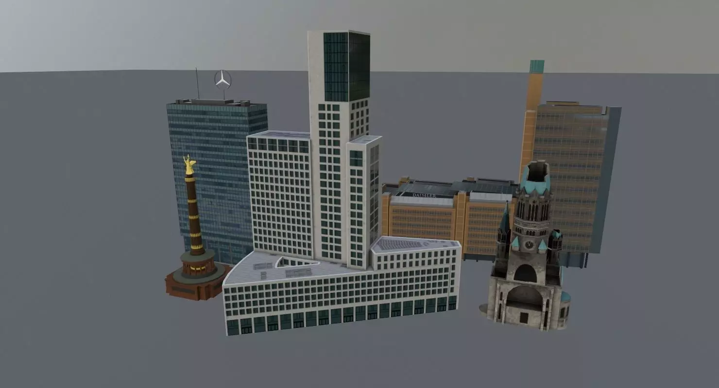 Berlin High Rise Pack Low-poly 3D model