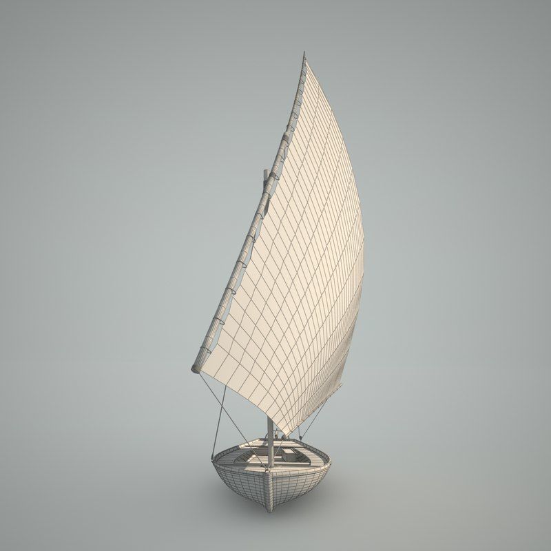 Felucca Sail Boat 3D model_7
