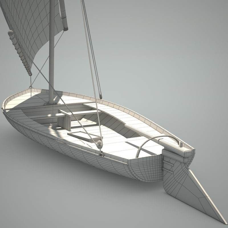 Felucca Sail Boat 3D model_4