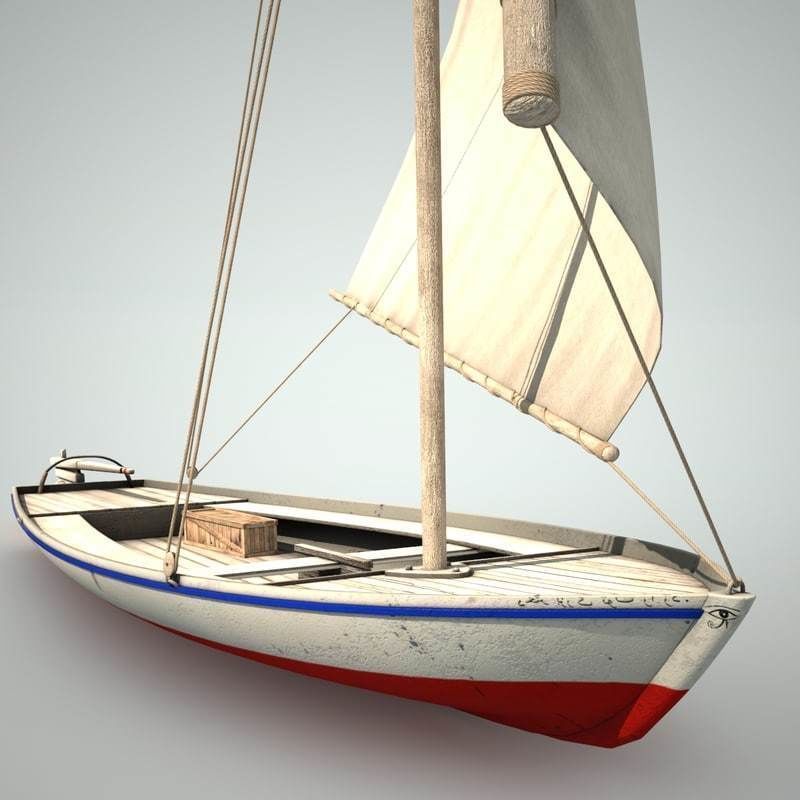 Felucca Sail Boat 3D model_2